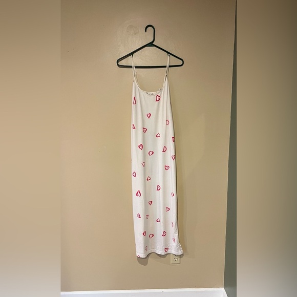Victoria Secret Y2K Maxi Spaghetti Strap Pink Hearts Night Gown Size L - Picture 1 of 6